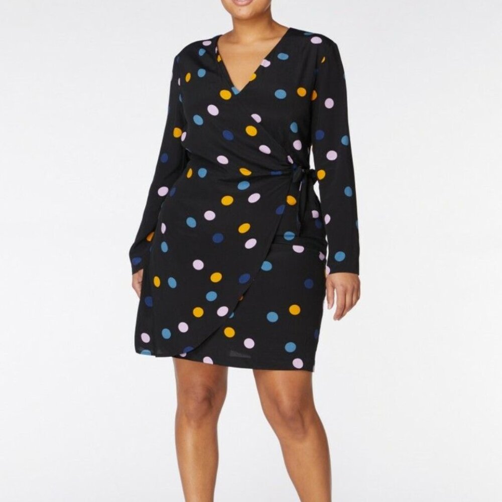 Gorman Winter Moon Wrap Dress in Rainbow Dots black - US 6